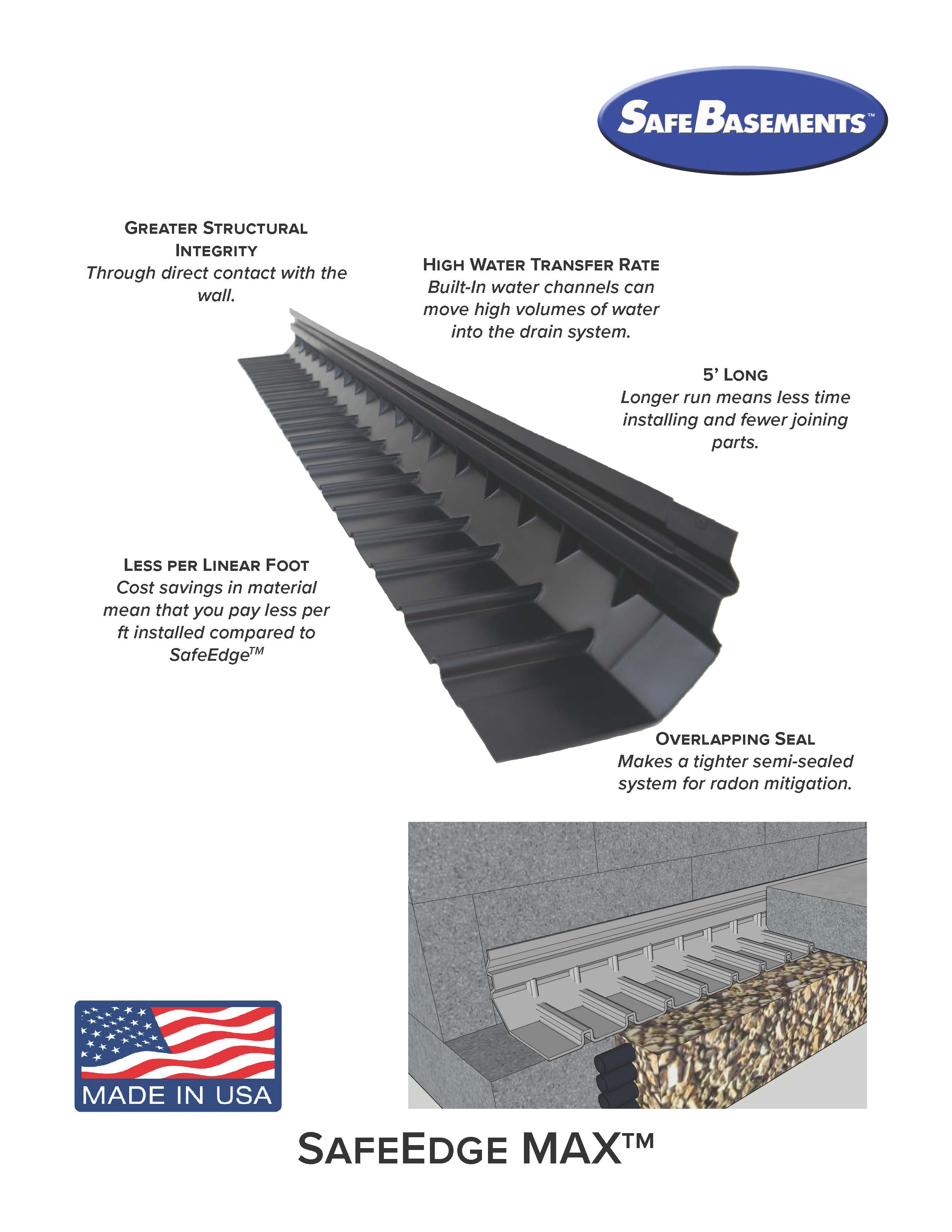 Safeedge Max Waterproofing System Basement Drainage